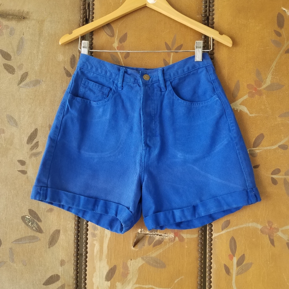 80s blue Guess by Georges marciano high waist button fly shorts